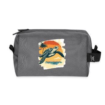 Tortue de mer rétro - Trousse de toilette en tissu recyclé - anthracite - Devant