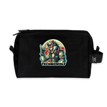 Techno-Wolf: Electronic Music Beats - Recycled Toiletry Zip Bag - black - Front