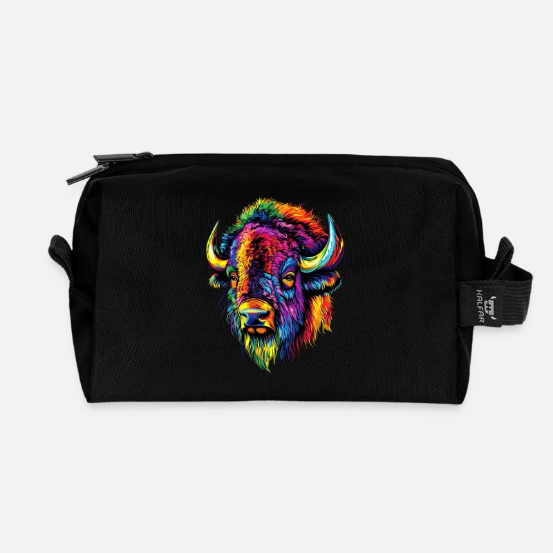 Bison Wisent Wildrind Buffalo Amerikanischer Bison - Recycelte Kulturtasche - Schwarz