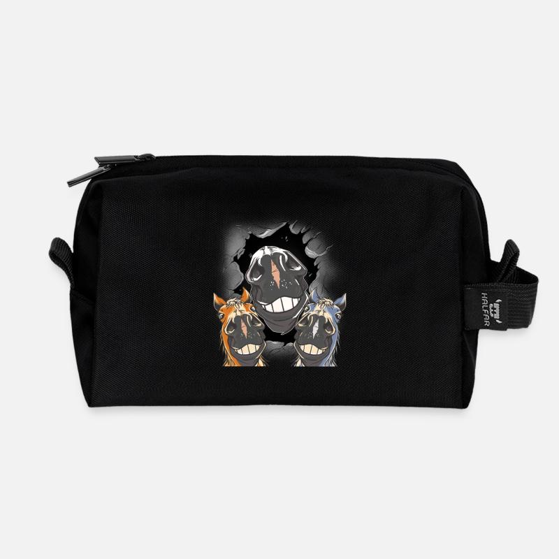 Pferd Pferde Pferdekopf - Recycelte Kulturtasche - Schwarz
