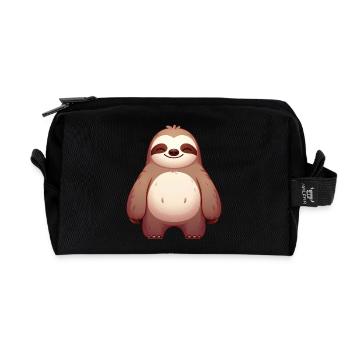 Mignon paresseux dessin animé détendu heureux - Trousse de toilette en tissu recyclé - noir - Devant