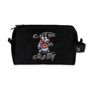 Cute but Crazy Nilpferd Comic Stil lustiges Motiv - Recycelte Kulturtasche - Schwarz - Vorne