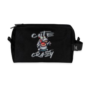 Cute but Crazy Nilpferd Comic Stil lustiges Motiv - Recycelte Kulturtasche - Schwarz - Vorne