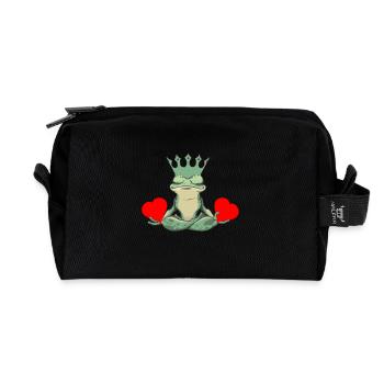 Valentin Frosch Frösche Herz Kröte König - Recycelte Kulturtasche - Schwarz - Vorne