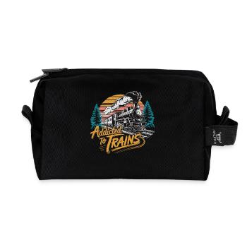 Addicted To Trains - Recycelte Kulturtasche - Schwarz - Vorne