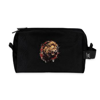 Tête de Lion Symbole Animal Tête de Lion - Trousse de toilette en tissu recyclé - noir - Devant