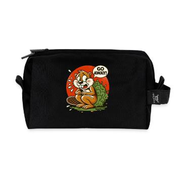Eichhörnchen macht Pause hinter Busch, Geh weg! - Recycelte Kulturtasche - Schwarz - Vorne