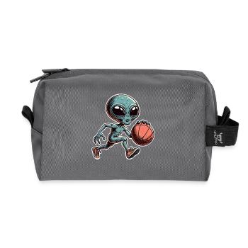 Alien Basketball Dunking - Recycled Toiletry Zip Bag - anthracite - Front