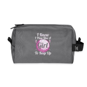 Je sais que je joue comme une fille Essaie de continuer à jouer au golf - Trousse de toilette en tissu recyclé - anthracite - Devant