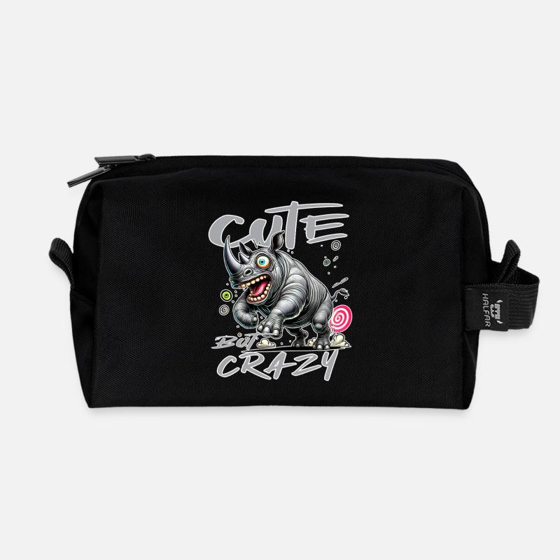 Cute but Crazy Nashorn Comic Stil lustiges Motiv - Recycelte Kulturtasche - Schwarz