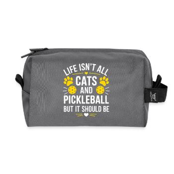 Pickleball Saying Cat Funny Pickleball Gift - Recycled Toiletry Zip Bag - anthracite - Front