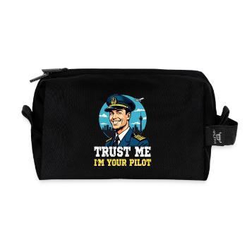 Trust Me I'm Your Pilot - Recycelte Kulturtasche - Schwarz - Vorne