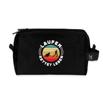Running Saves Lives - Retro Funny Sportsman - Recycled Toiletry Zip Bag - black - Front