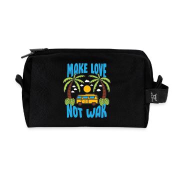 Make Love Not War Flower Power Hippie - Recycled Toiletry Zip Bag - black - Front