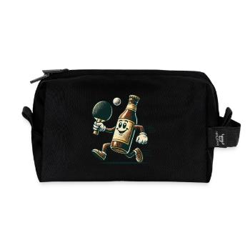 Drôle de bouteille de bière tennis de table design amusant - Trousse de toilette en tissu recyclé - noir - Devant