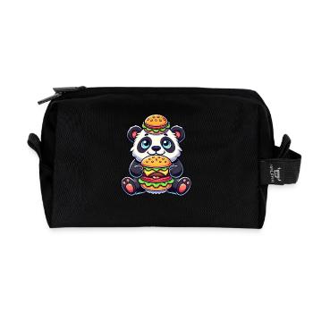 Burger panda mignon Fast-food bizarre - Trousse de toilette en tissu recyclé - noir - Devant