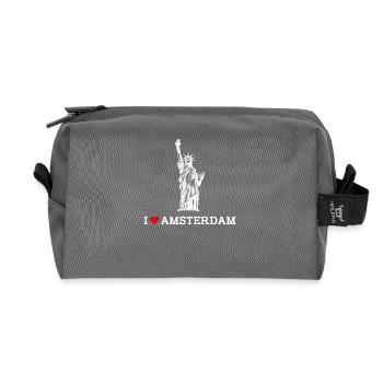 I Love Amsterdam Heart Freiheitsstatue Cooles Wortspiel - Recycelte Kulturtasche - Anthrazit - Vorne