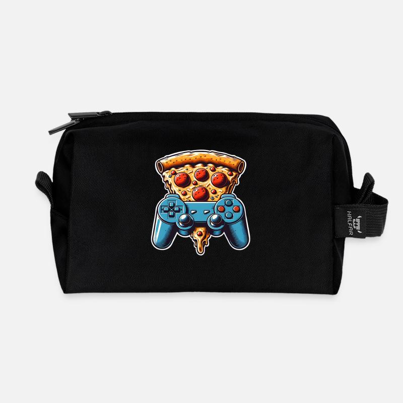 Pizza Gaming Gamer - Recycelte Kulturtasche - Schwarz