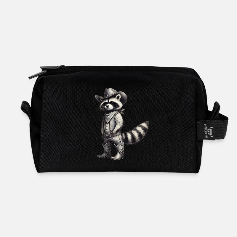 Cowboy Waschbär Vintage Western Kunst - Recycelte Kulturtasche - Schwarz
