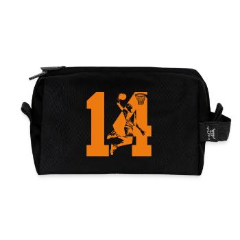NUMBER 14 BASKETBALL 14TH BIRTHDAY - Recycled Toiletry Zip Bag - black - Front