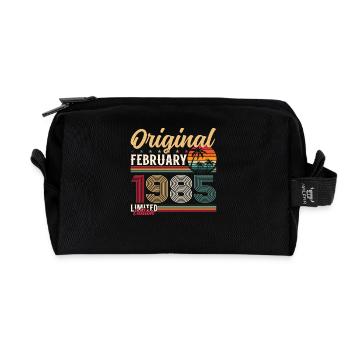 40ème anniversaire cadeau mari Original février 1985 - Trousse de toilette en tissu recyclé - noir - Devant
