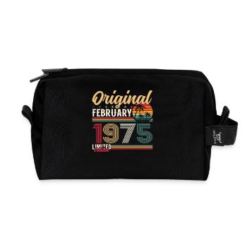 50th Birthday Gift Husband Original February 1975 - Recycled Toiletry Zip Bag - black - Front
