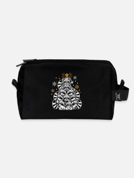 Waschbär Weihnachten - Recycelte Kulturtasche - Schwarz