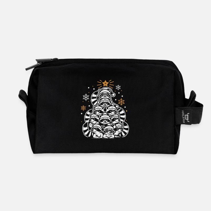Waschbär Weihnachten - Recycelte Kulturtasche - Schwarz