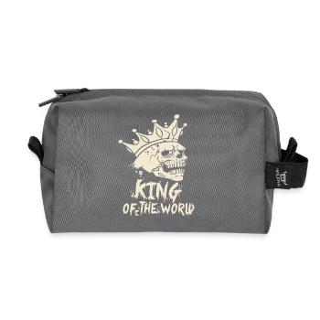 Skull and crossbones with crown King of the World - Recycled Toiletry Zip Bag - anthracite - Front