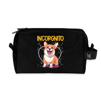 Incorgnito – Jeu de mots amusant sur le corgi - Trousse de toilette en tissu recyclé - noir - Devant