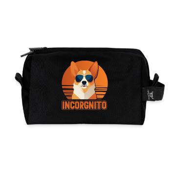 Incorgnito – Funny Corgi Pun - Recycled Toiletry Zip Bag - black - Front