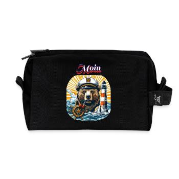 Hamburg Sea Dog Captain Lighthouse Sailing Ship Moin - Recycled Toiletry Zip Bag - black - Front