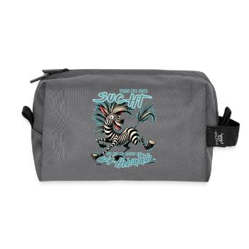 Zebra Wenn ihr mich sucht Wahnsinn - Recycelte Kulturtasche - Anthrazit - Vorne