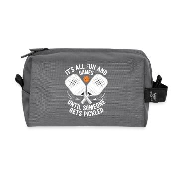 Pickleball Player Paddleball Game Fun Gift - Recycled Toiletry Zip Bag - anthracite - Front