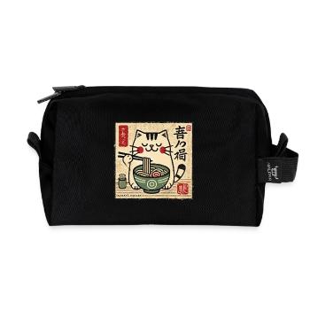 Amant de ramen Kawaii Cat Retro Japon - Trousse de toilette en tissu recyclé - noir - Devant