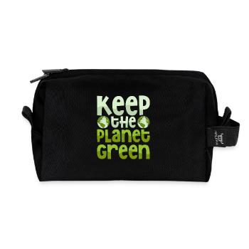 Garder la planète verte Journée de la Terre Planète - Trousse de toilette en tissu recyclé - noir - Devant