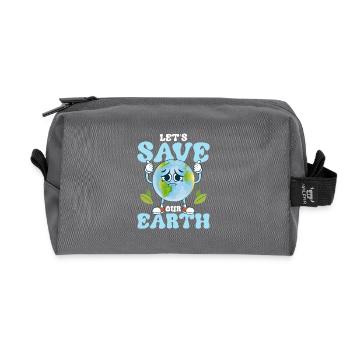 Let's Save Our Earth Earth Day Planet - Recycelte Kulturtasche - Anthrazit - Vorne