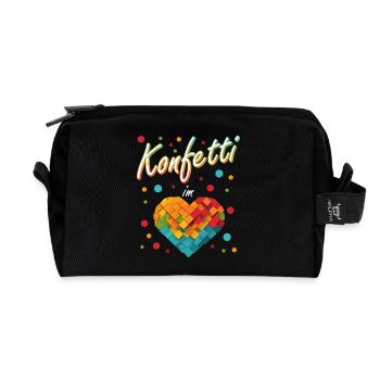 Confetti Carnival Carnival Fun Design - Recycled Toiletry Zip Bag - black - Front