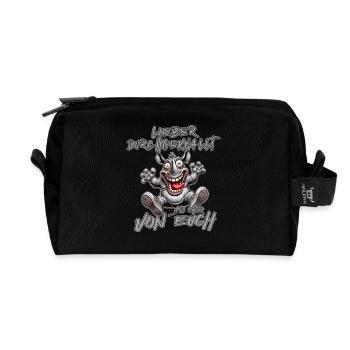 Rhino Better crazy than one of you - Recycled Toiletry Zip Bag - black - Front