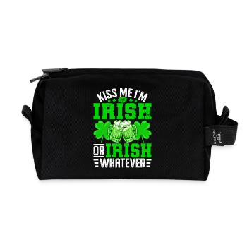 Embrasse-moi, je suis irlandais ou irlandais peu importe - Trousse de toilette en tissu recyclé - noir - Devant