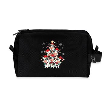 Kuh Weihnachten Weihnachtsmann - Recycelte Kulturtasche - Schwarz - Vorne