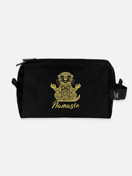 Namaste Otter Mandala Yoga Meditation - Recycelte Kulturtasche - Schwarz