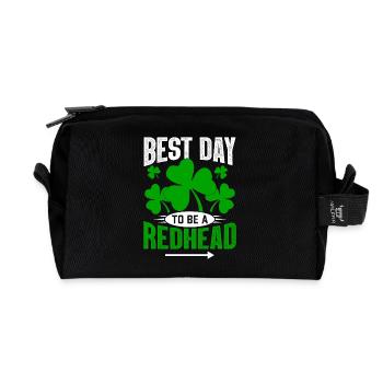 Best Day to be a Redhead - Recycled Toiletry Zip Bag - black - Front