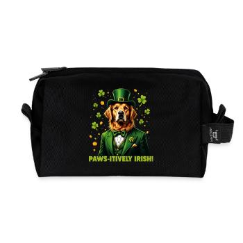 Paws-itively Irish - Recycled Toiletry Zip Bag - black - Front