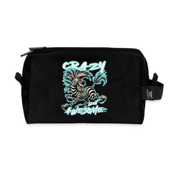 Crazy but Awesome Zebra Comic Stil - Recycelte Kulturtasche - Schwarz - Vorne