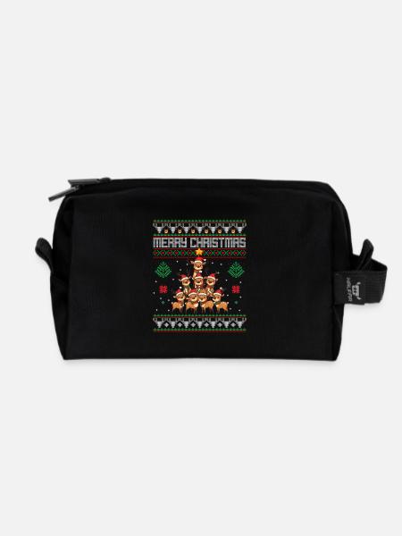 Rentier Weihnachten - Recycelte Kulturtasche - Schwarz