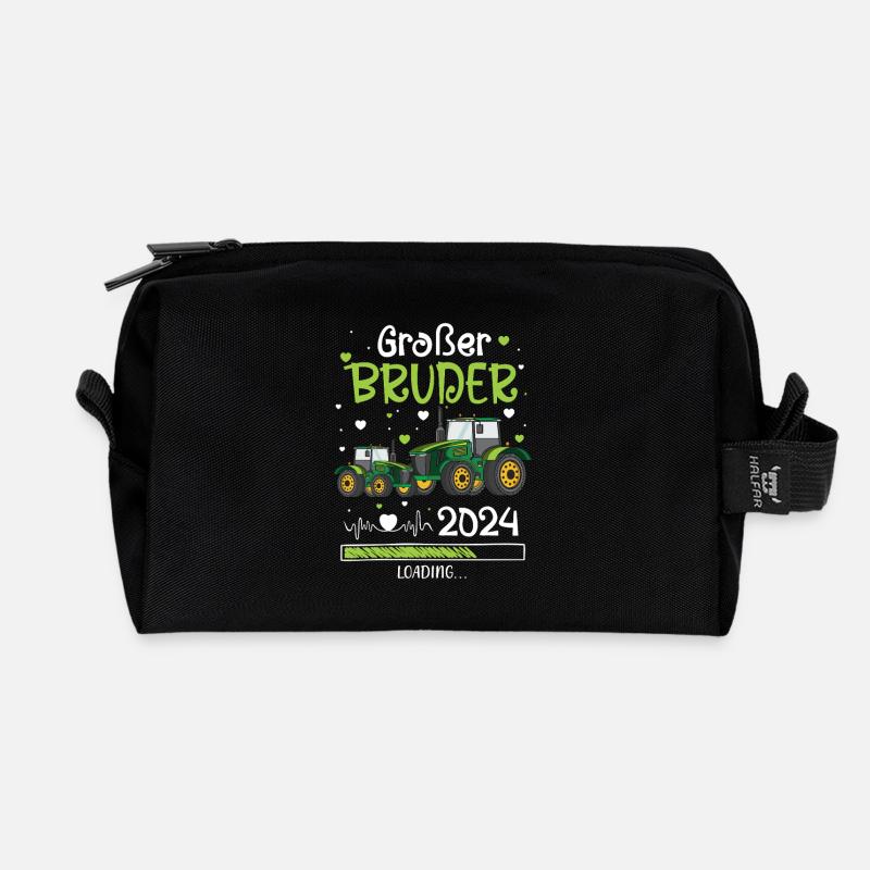 Ich Werde Großer Bruder 2024 Traktor - Recycelte Kulturtasche - Schwarz