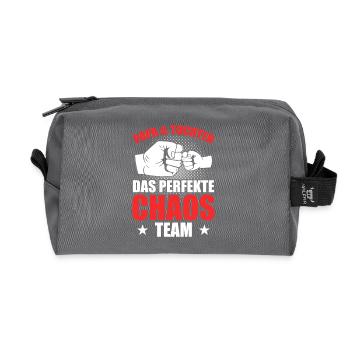 Dad daughter the perfect chaos team - Recycled Toiletry Zip Bag - anthracite - Front