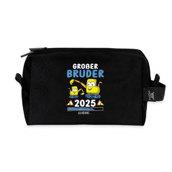 Großer Bruder 2025 Bagger Geschwister - Recycelte Kulturtasche - Schwarz - Vorne