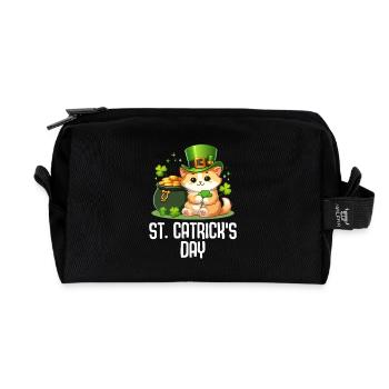 St. Catricks Day Glückskatze St Patricks Kleeblatt - Recycelte Kulturtasche - Schwarz - Vorne